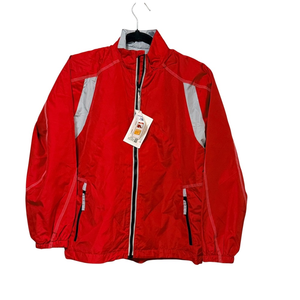 North End Youth Sport Windbreaker Jacket Red Grey 68011‎ EZEM System Medium NWT
